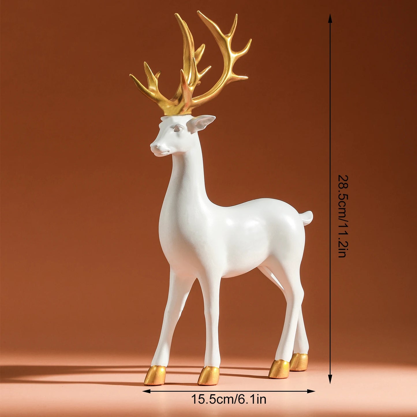 Majestic White and Gold Reindeer Figurines