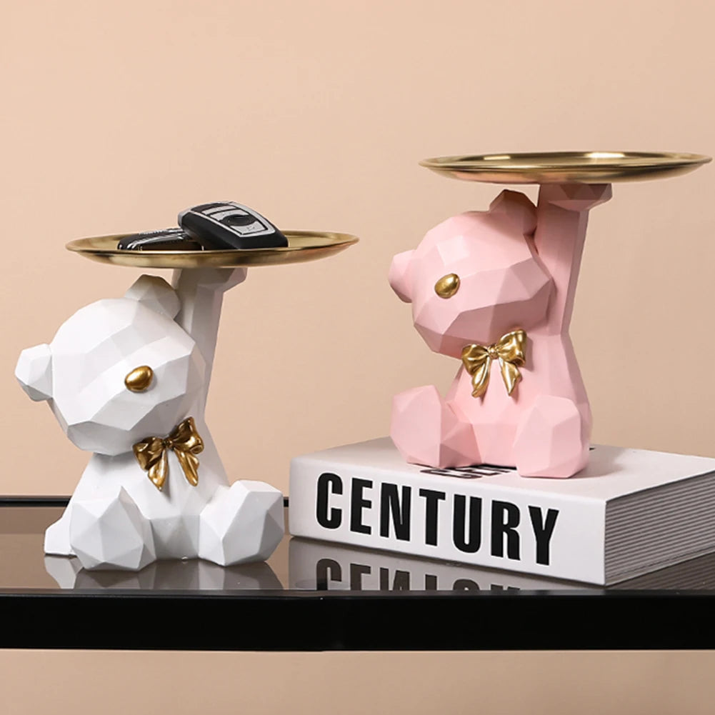 Geometric Bear Storage Figurine