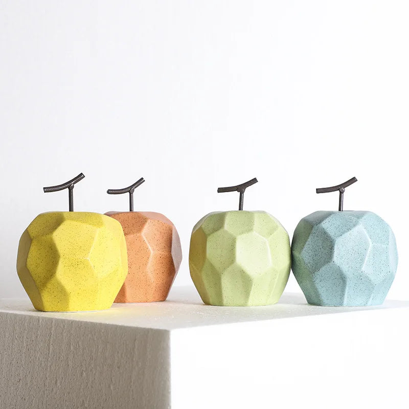 Modern Geometric Desktop Fruit Sculptures