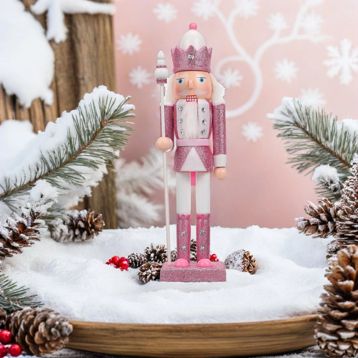 Chic Pink Nutcracker Christmas Figurine
