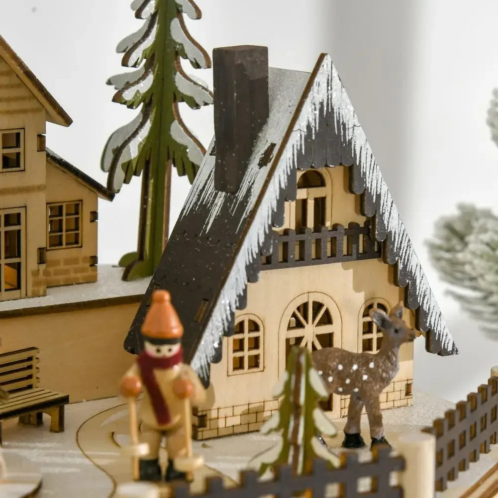 Charming Wooden Advent Calendar Village