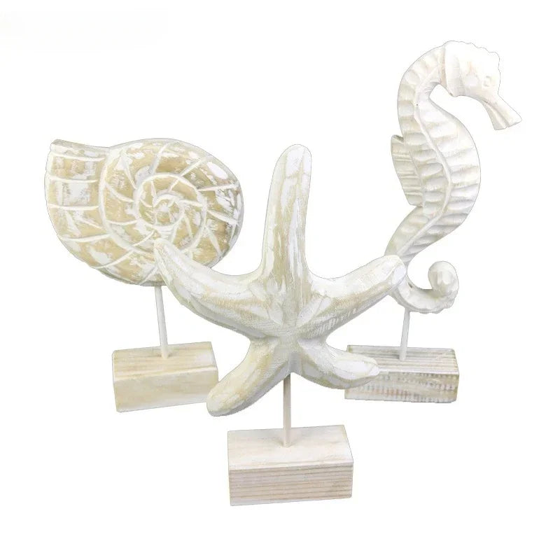 Mediterranean Style Wooden Marine Figurine Set