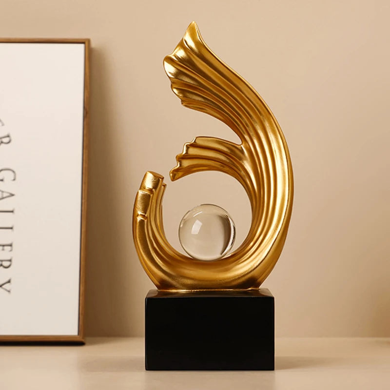 Luxurious Golden Abstract Sculpture