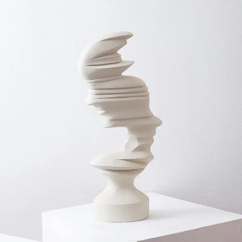 Modern Abstract 'Glitched Face' Sculptures