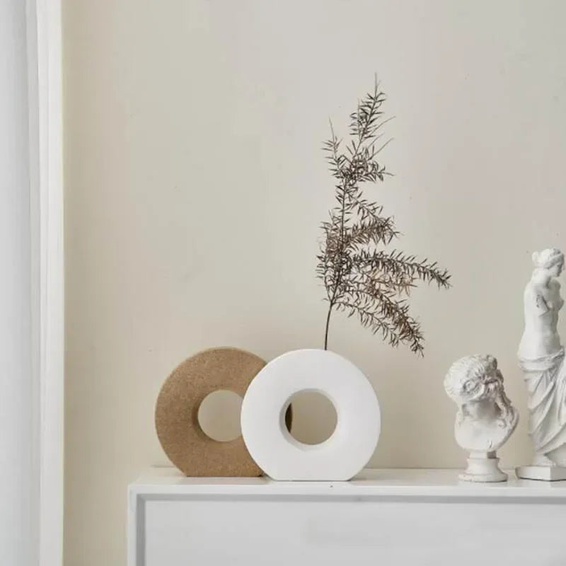 Modern Minimalist Ceramic Donut Vase