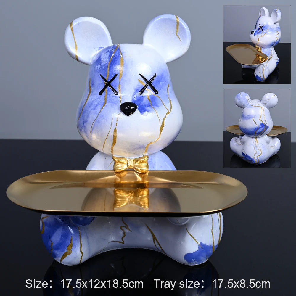 Colorful Resin Bear w/ Storage Tray