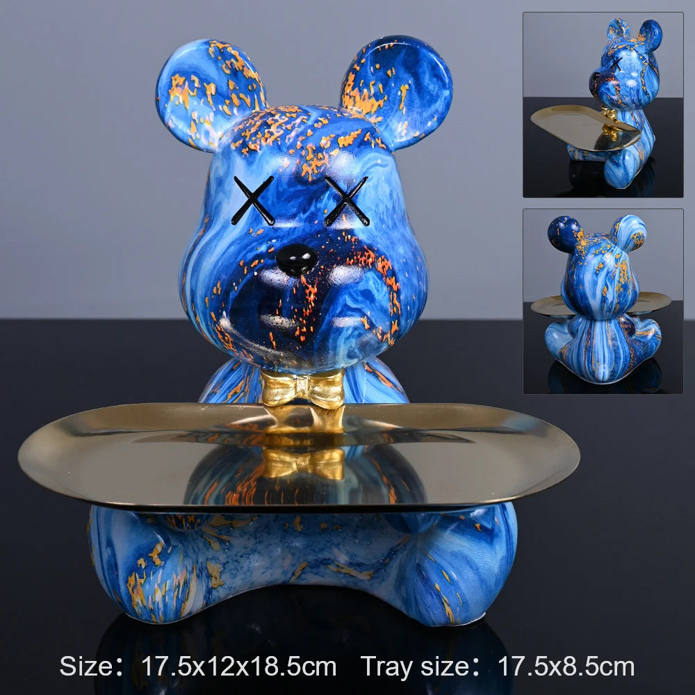 Colorful Resin Bear w/ Storage Tray