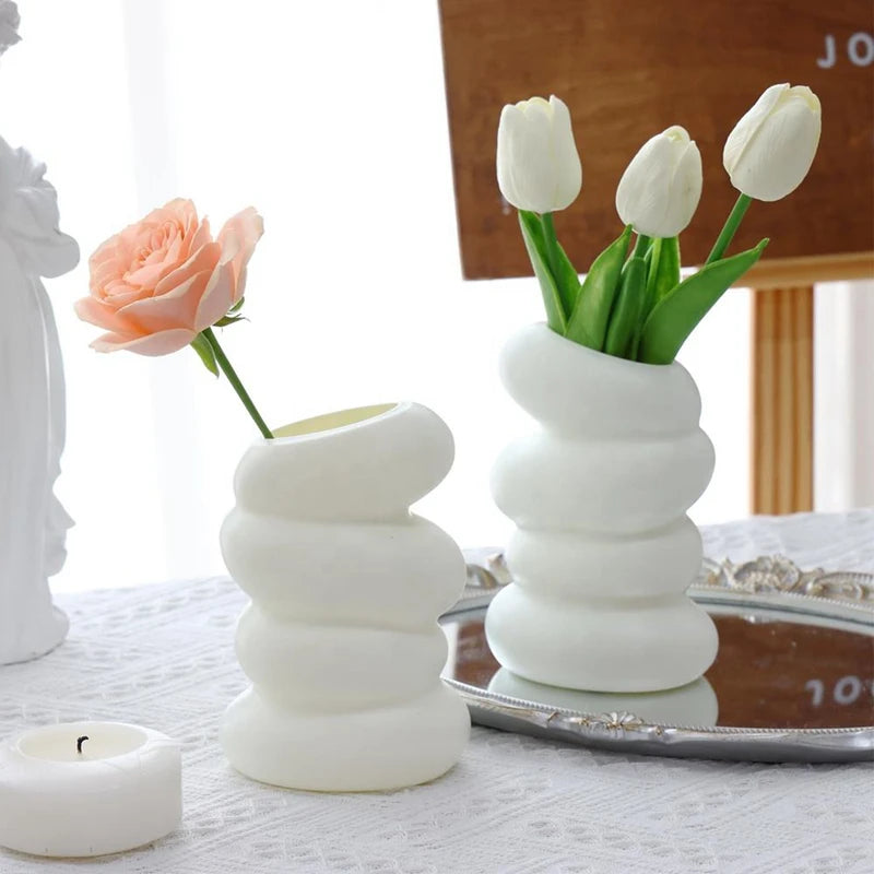 Sculptural White Spiral Vase