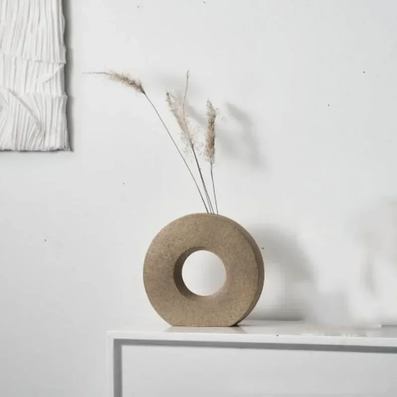Modern Minimalist Ceramic Donut Vase