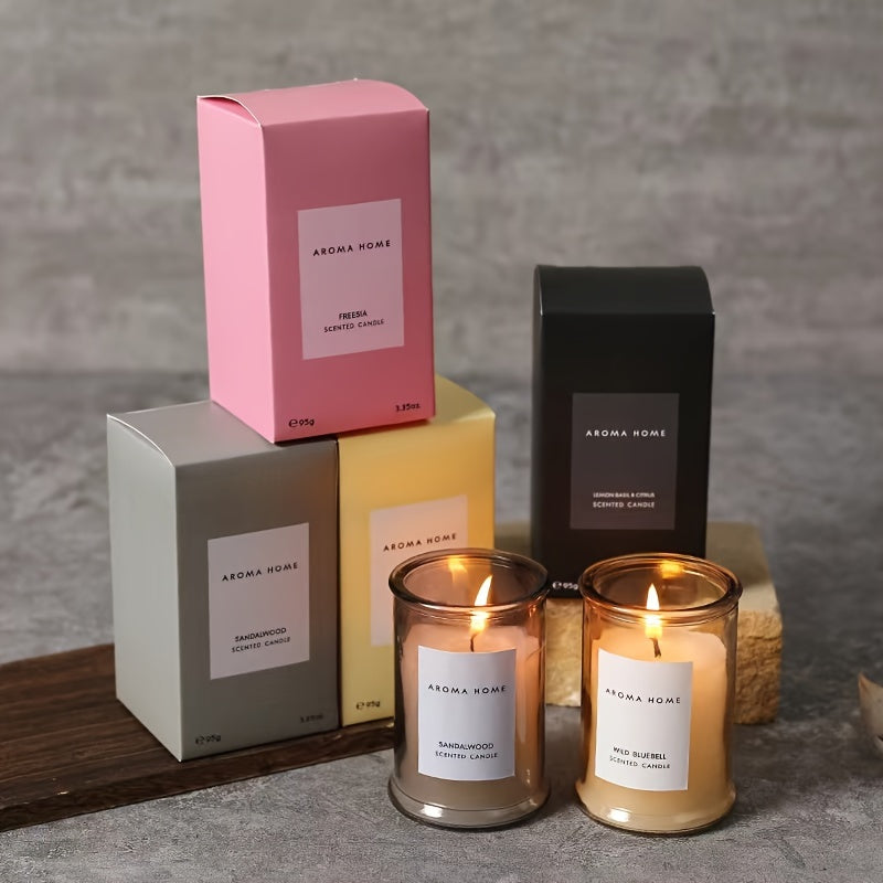 Cylindrical "AROMA HOME" Scented Candle Jars