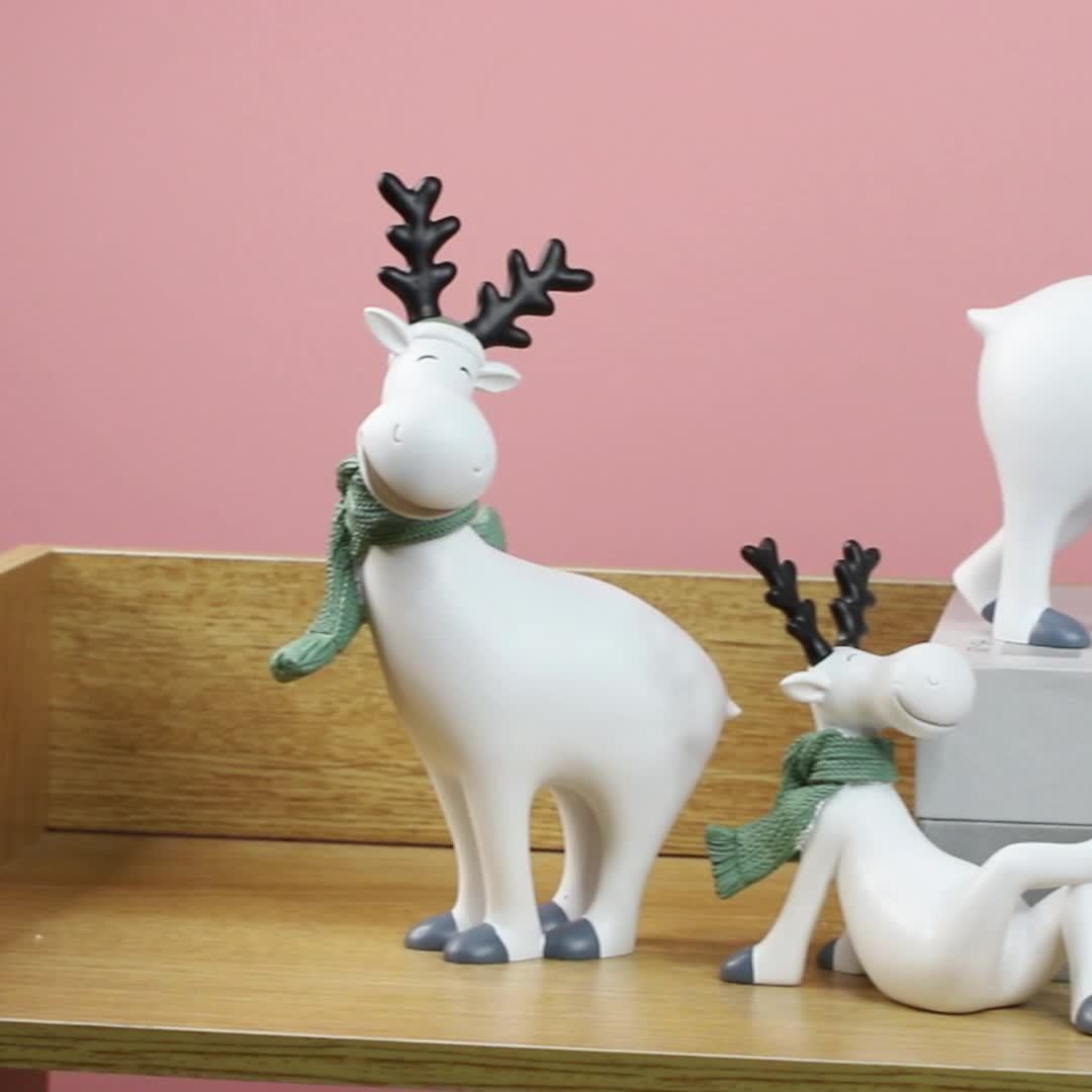 Jolly Christmas Holiday Elk Figurines