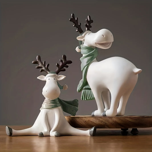 Jolly Christmas Holiday Elk Figurines