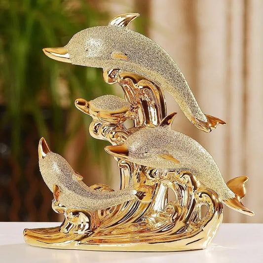 Golden Wedding Dolphin Figurine