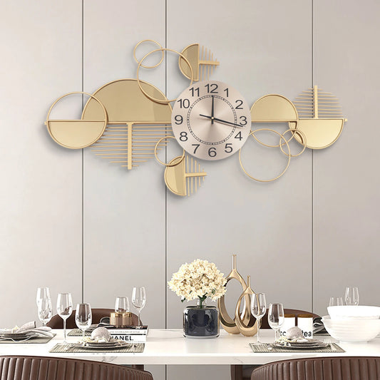 Dynamic Geometric Gold Metal Wall Clock