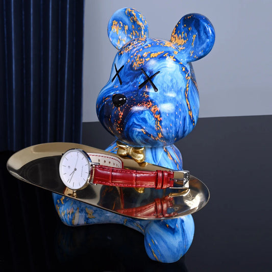 Colorful Resin Bear w/ Storage Tray