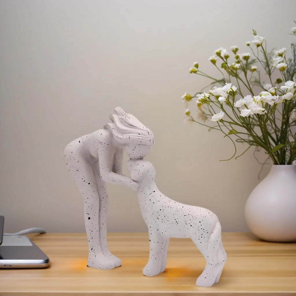 Timeless Bond: Woman and Dog Friendship Sculpture