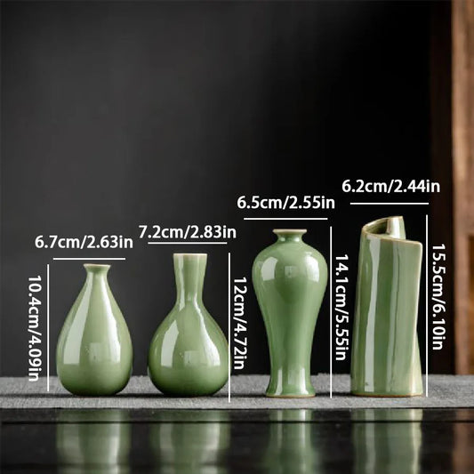 Simple Celadon Ceramic Vase Set