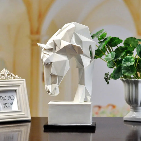 Nordic Geometric Horse Head Sculpture