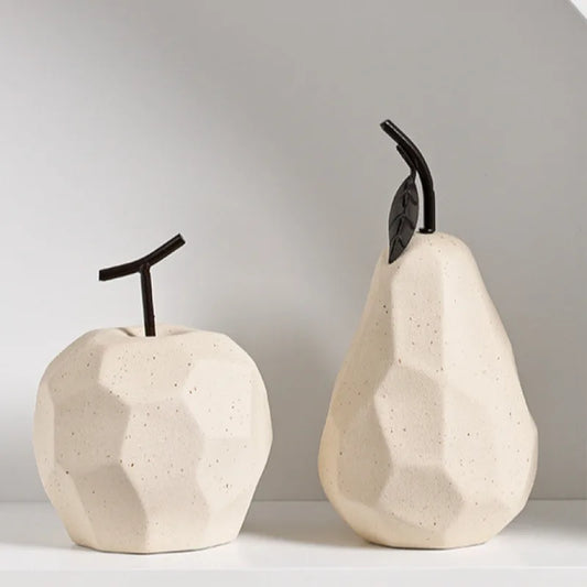 Minimalist Geometric Ceramic Fruit Sculptures