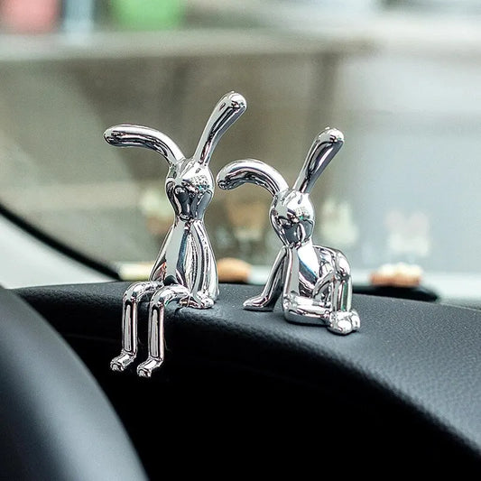 Minimalist Silver Rabbit Ornaments (Set of 2)