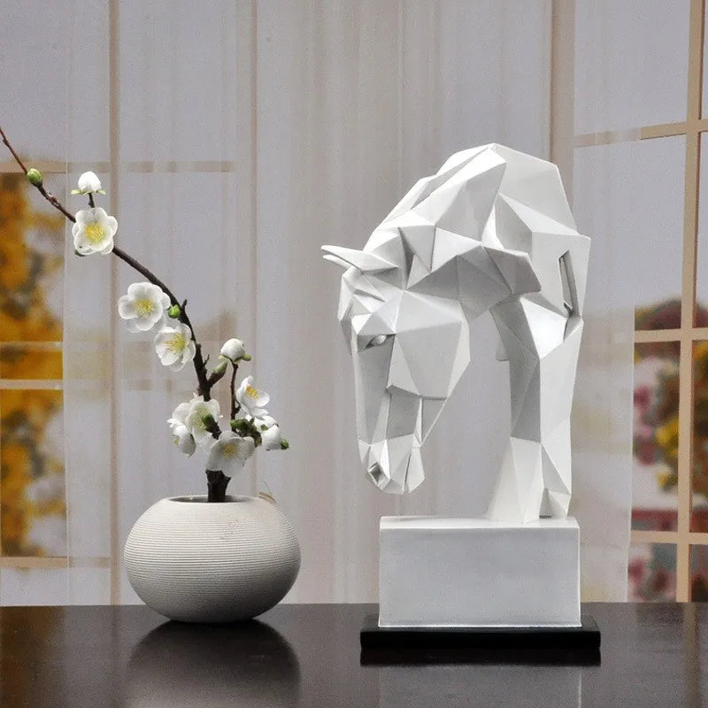 Nordic Geometric Horse Head Sculpture