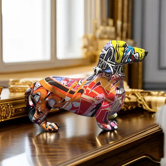 Vibrant Graffiti Dachshund Dog Figurine