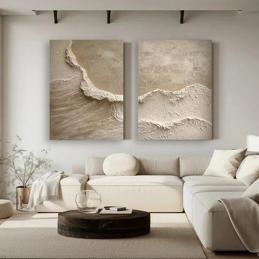 Serene Shoreline: Natural Textured Canvas Art