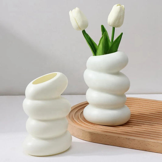 Sculptural White Spiral Vase