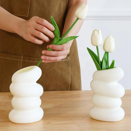 Sculptural White Spiral Vase