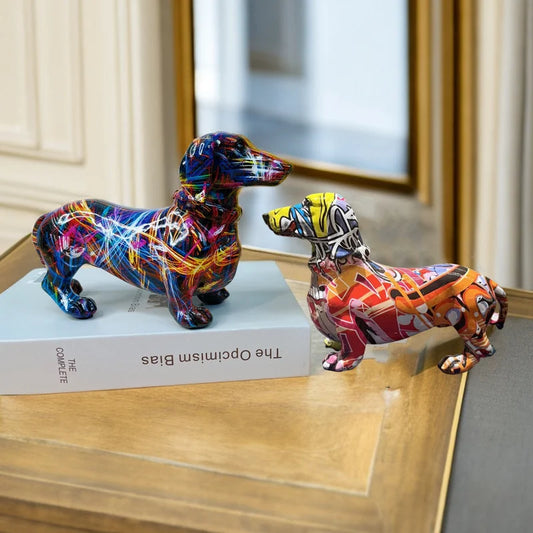 Vibrant Graffiti Dachshund Dog Figurine