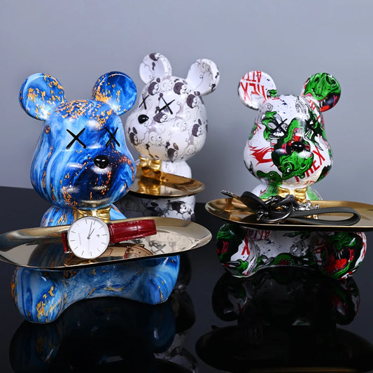 Colorful Resin Bear w/ Storage Tray