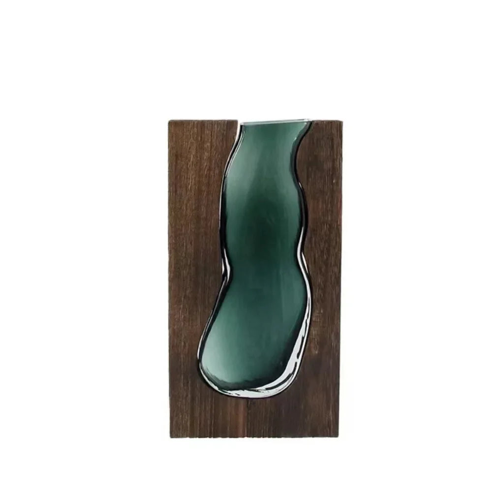 Wooden and Glass Flower Arrangement Vase