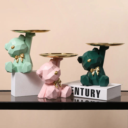 Geometric Bear Storage Figurine