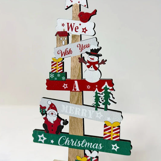 Cheerful Wooden Christmas Tabletop Tree