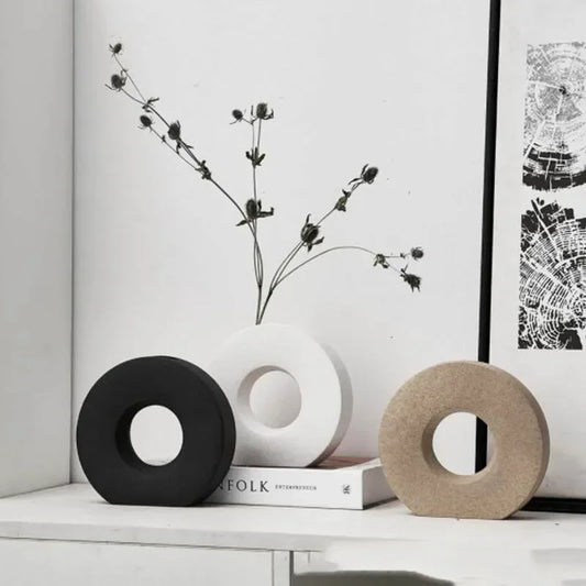 Modern Minimalist Ceramic Donut Vase
