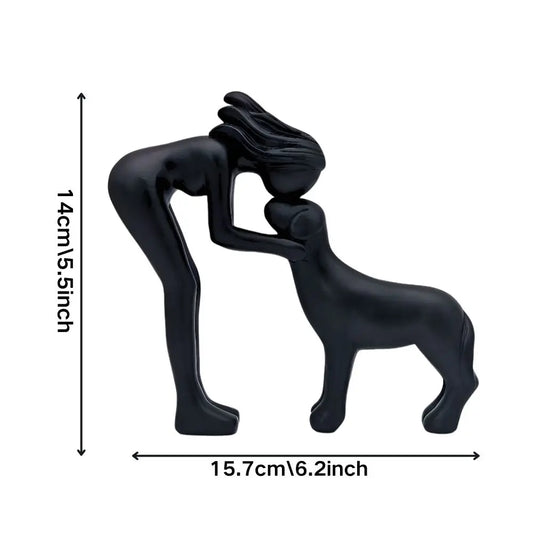 Timeless Bond: Woman and Dog Friendship Sculpture