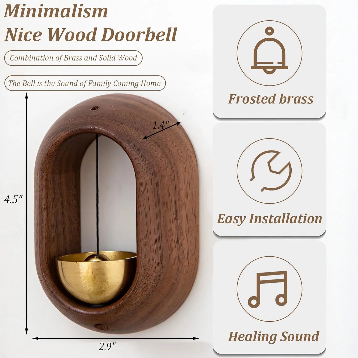 Modern Zen Doorbell: Magnetic Brass & Wood Chime