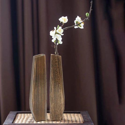 Tall Wooden Flower Vase