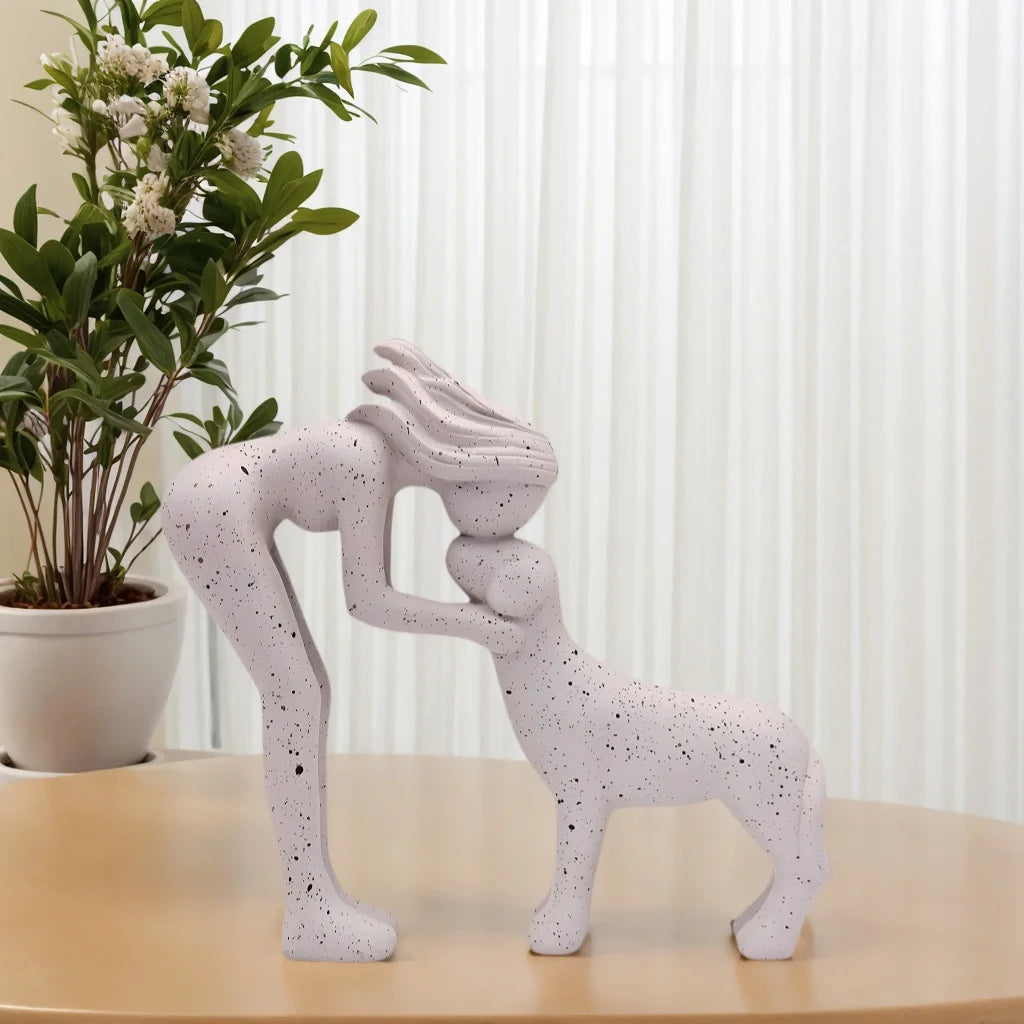 Timeless Bond: Woman and Dog Friendship Sculpture