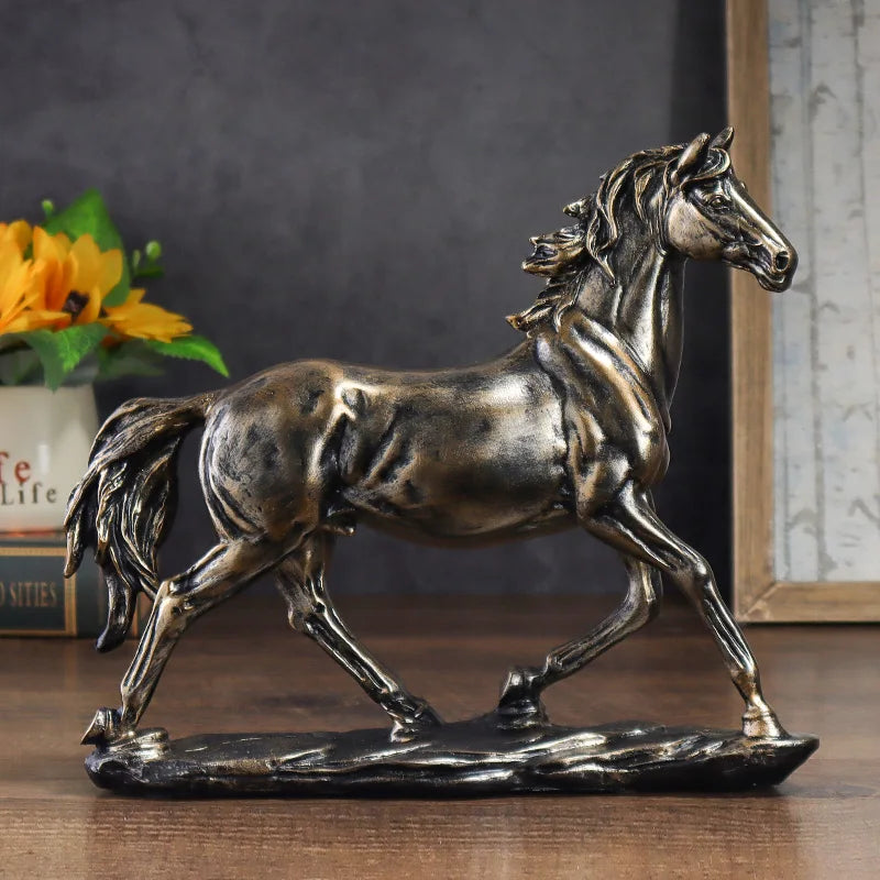 Majestic Chinese-Style Vintage Horse Sculpture