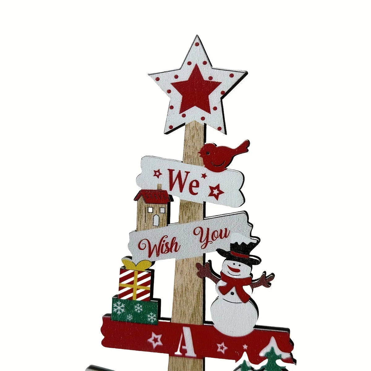 Cheerful Wooden Christmas Tabletop Tree