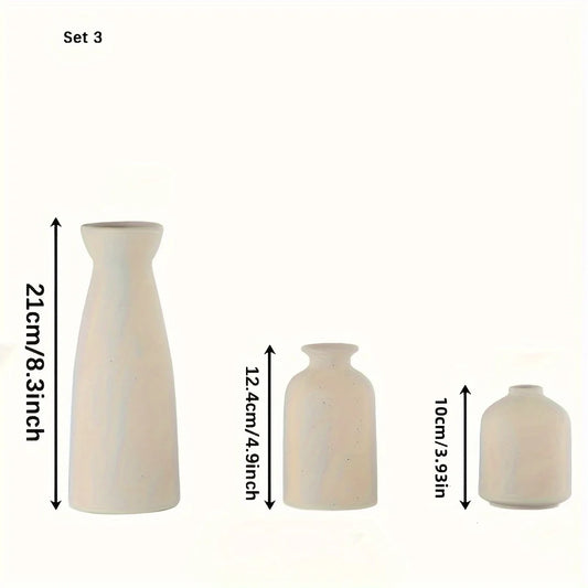 Natural Texture: Set of 3 Rustic Ceramic Vases