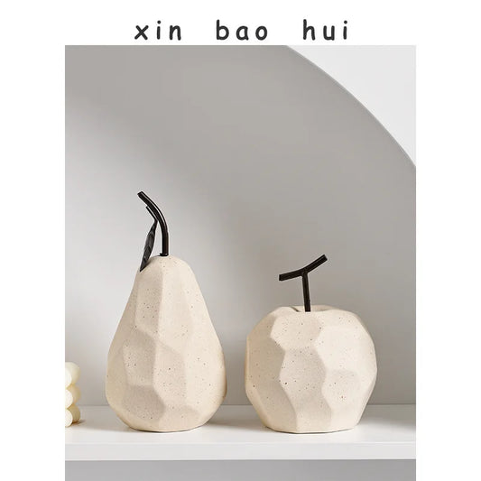 Minimalist Geometric Ceramic Fruit Sculptures