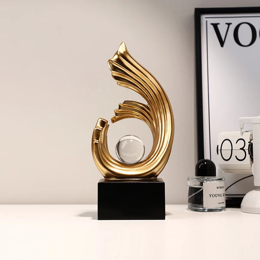 Luxurious Golden Abstract Sculpture