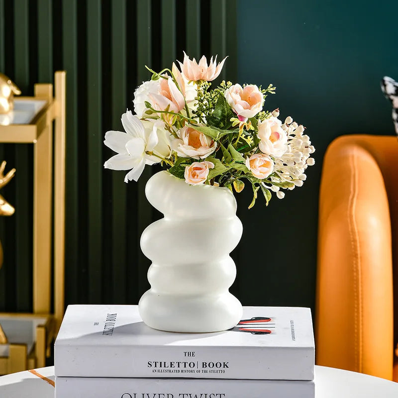 Sculptural White Spiral Vase