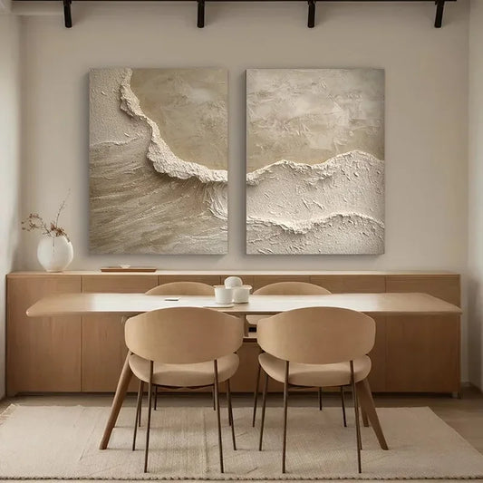 Serene Shoreline: Natural Textured Canvas Art