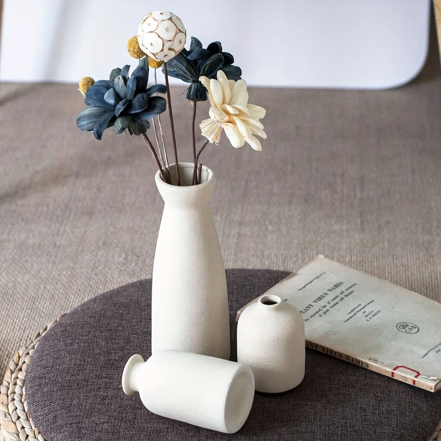 Natural Texture: Set of 3 Rustic Ceramic Vases