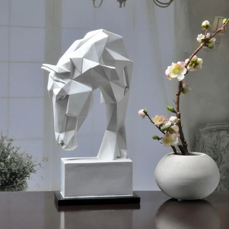 Nordic Geometric Horse Head Sculpture