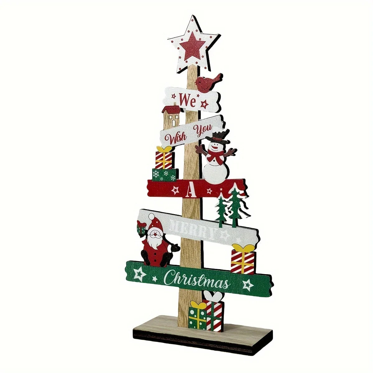 Cheerful Wooden Christmas Tabletop Tree