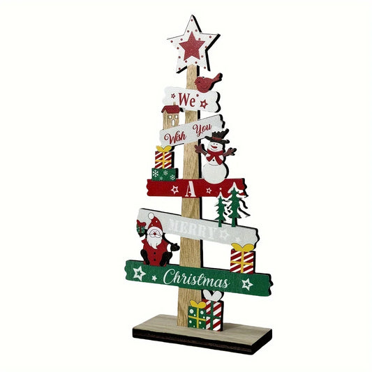 Cheerful Wooden Christmas Tabletop Tree